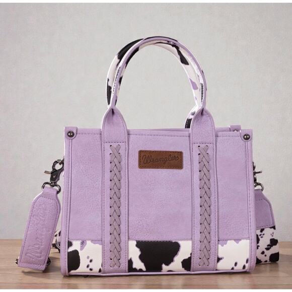 Wrangler Cow Print Purple Tote/Crossbody Bag *NEW w/ Tag & Dustbag* - Picture 2 of 5